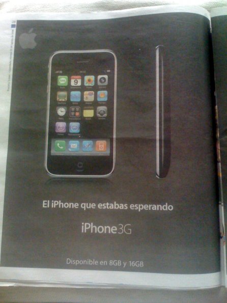 Anuncio de Claro sobre el iPhone 3G
