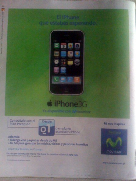 Anuncio de Movistar/Teleonica sobre el iPhone 3G