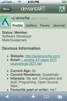 deviantArt - versión para el iPhone