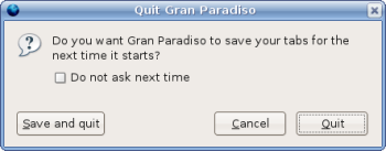 Guardar Tabs al cerrar Gran Paradiso