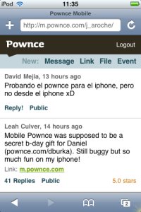 Versión movil de Pownce
