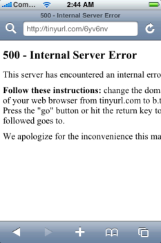 TinyURL - Error 500
