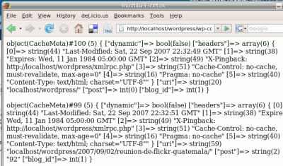 salida de var_dump() vista en firefox