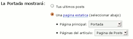 Configurando WordPress para tener una página como portada